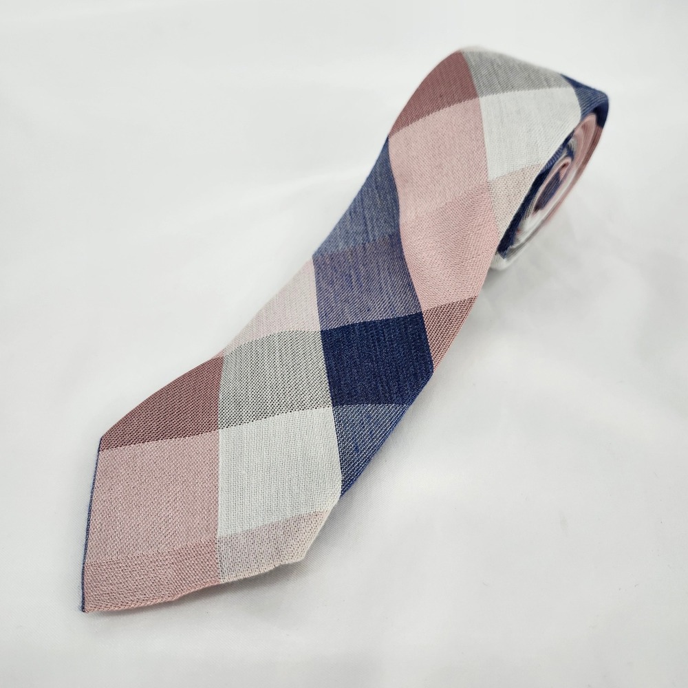 Express NWT Pink Blue Plaid Silk Blend Tie Career Party Formal Neckwear‎ Preppy